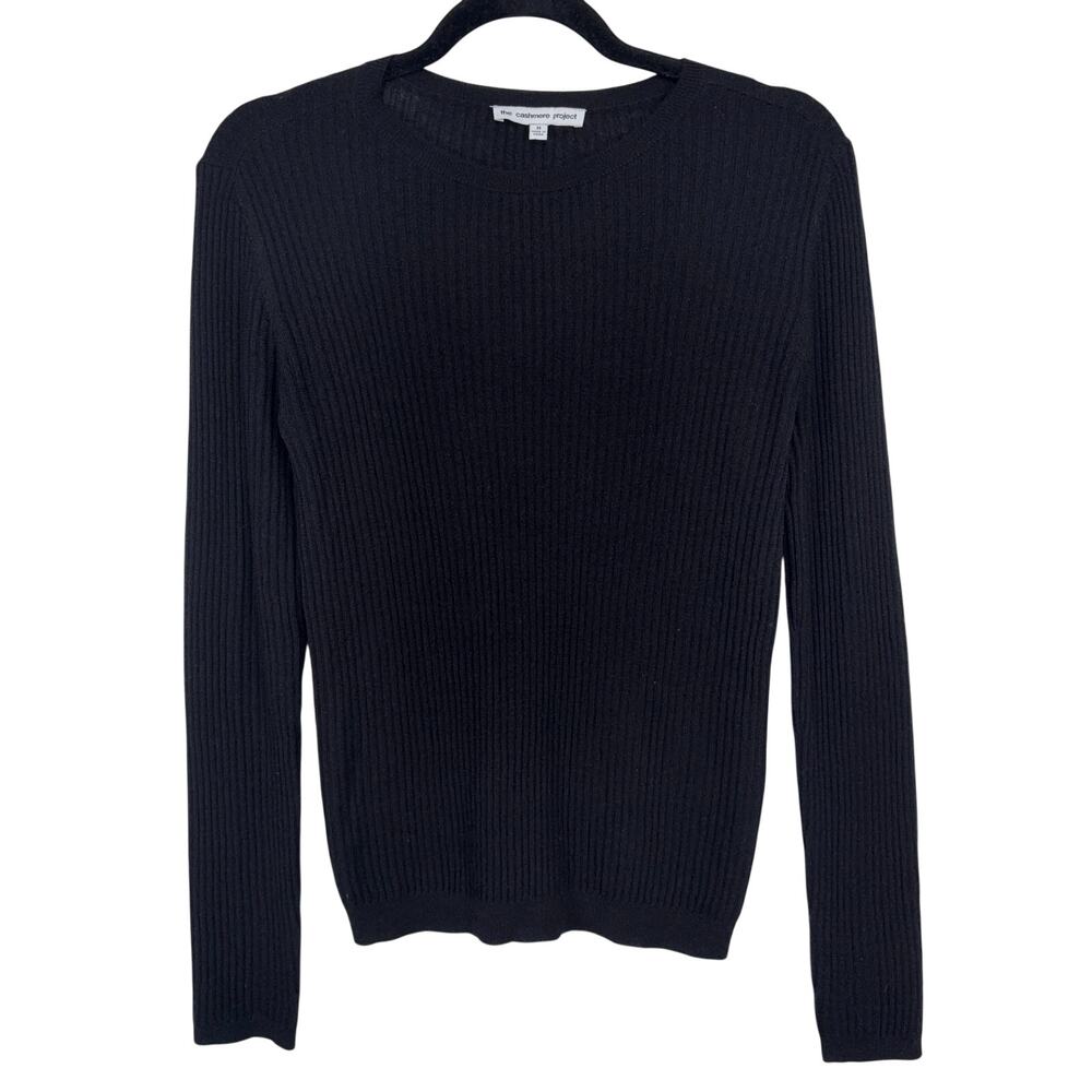 The Cashmere Project Black Ribbed Knit Long Sleeve Top Size Medium